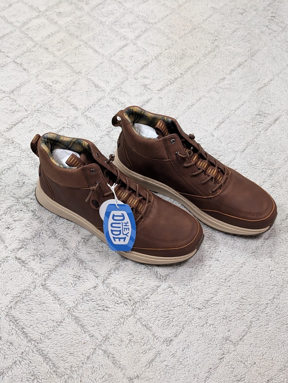 Hey Dude Tahoe Classic Boot Brown Mens 14 High Top Faux Leather 42059255 NEW
